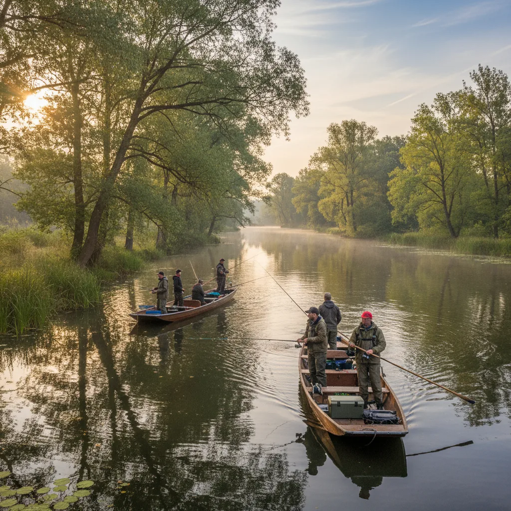 Anglergruppe am Spreewald-See